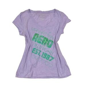 Y2K 2000s scene queen purple Aero New York City T-shirt Size L